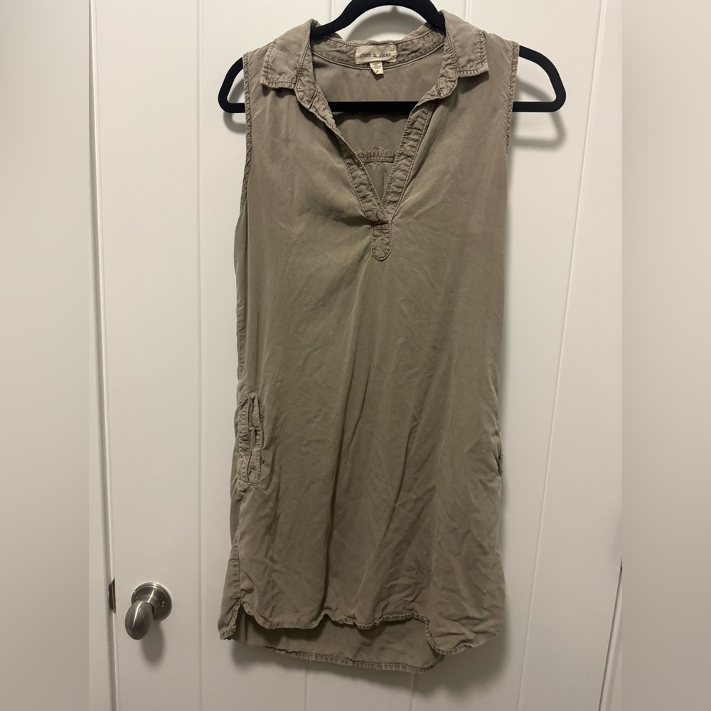 Cloth and Stone Collared Green Sleeveless Dress Size Medium